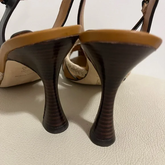 Tory Burch Fisherman Color-block Leather Heel Sandal Women’s Size 9